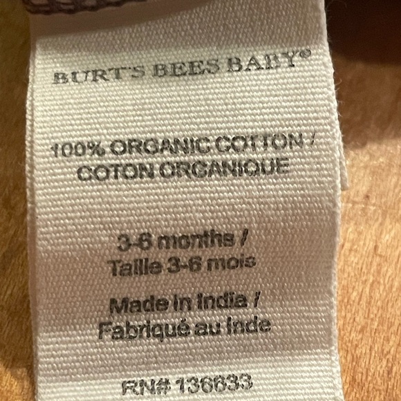 Burt’s Bees Baby brown/beige 3-6mo onesies length 13” pit to pit 8” - Picture 5 of 8